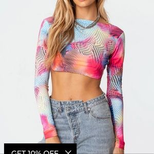 Edikted Kaleidoscope Open Back Crop Top Size S